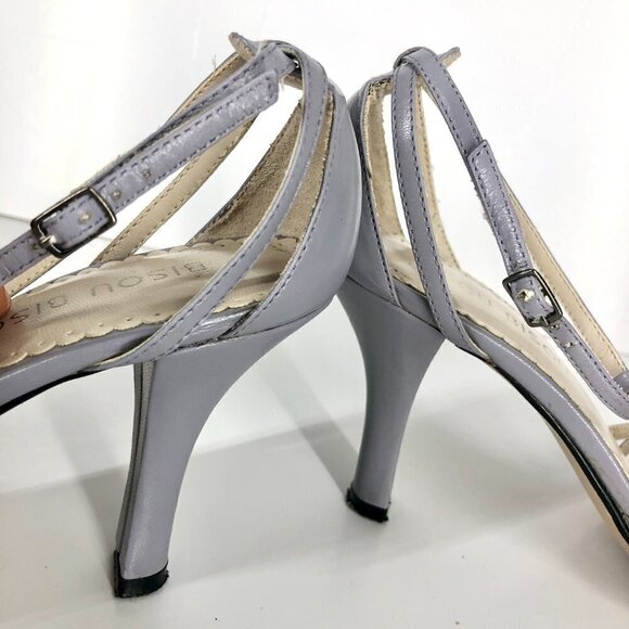 Bisou Bisou Lilac Embellished Diamond Multi-Strap Open Toe 3" Sandal Heels Sz 8‎ - Picture 10 of 16